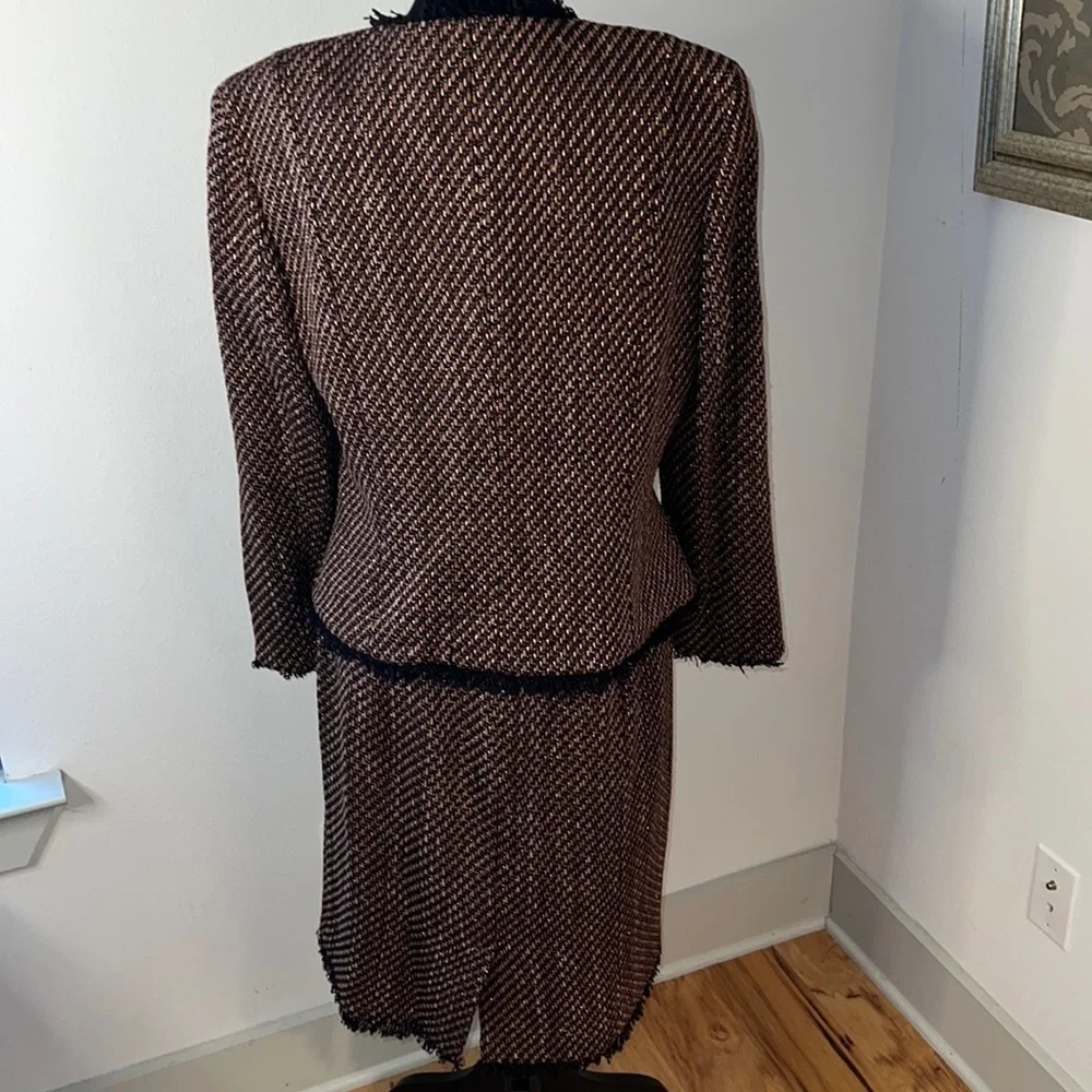 DD Collection brown copper black skirt blazer‎ suit Sz 12